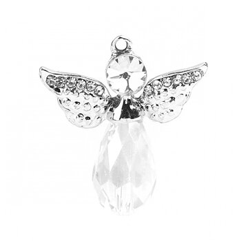 Berlock -  Ängel, Silver m Rhinestone, Clear