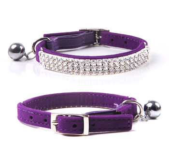 Katthalsband Strass Lila