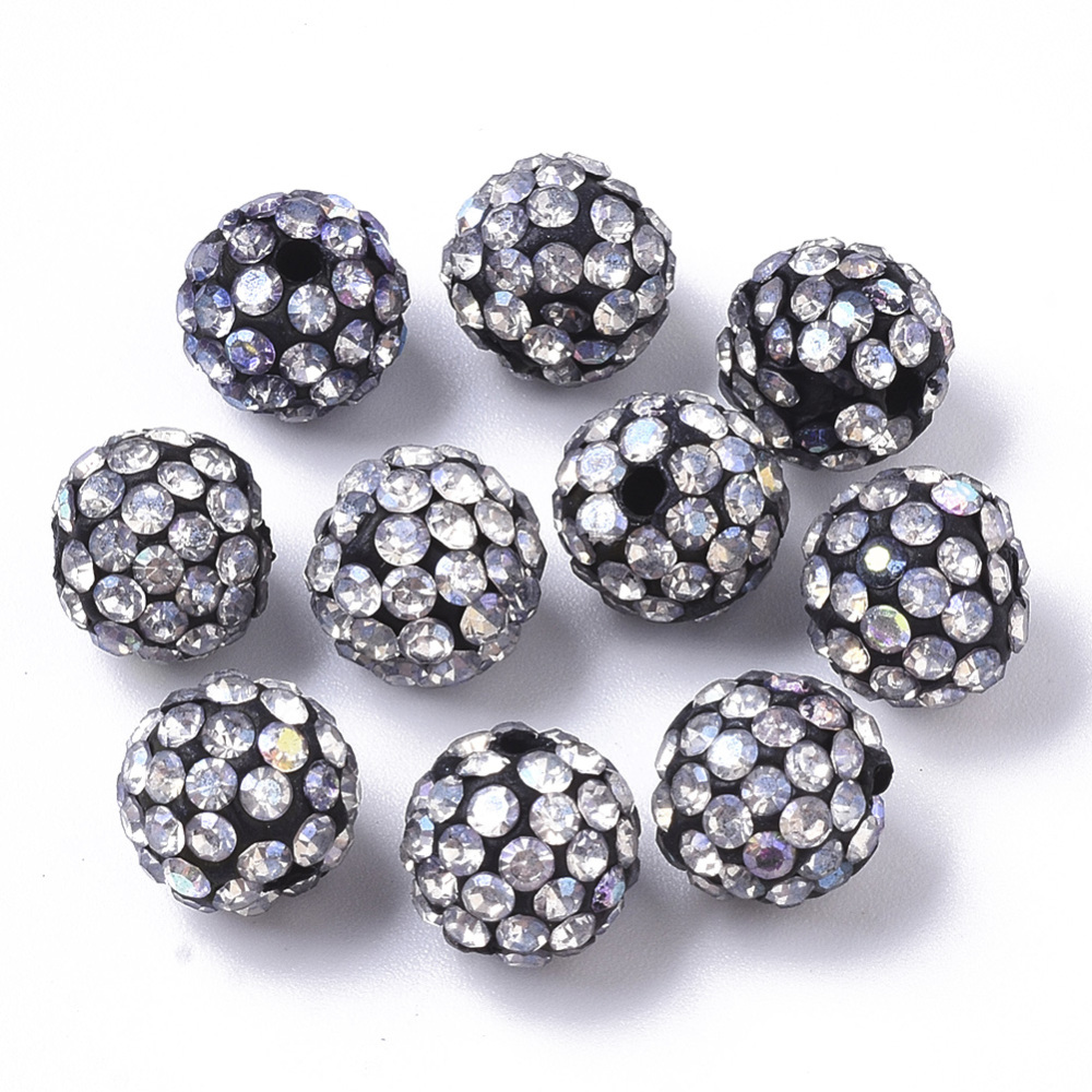 Polymer clay bead 10mm, Silver