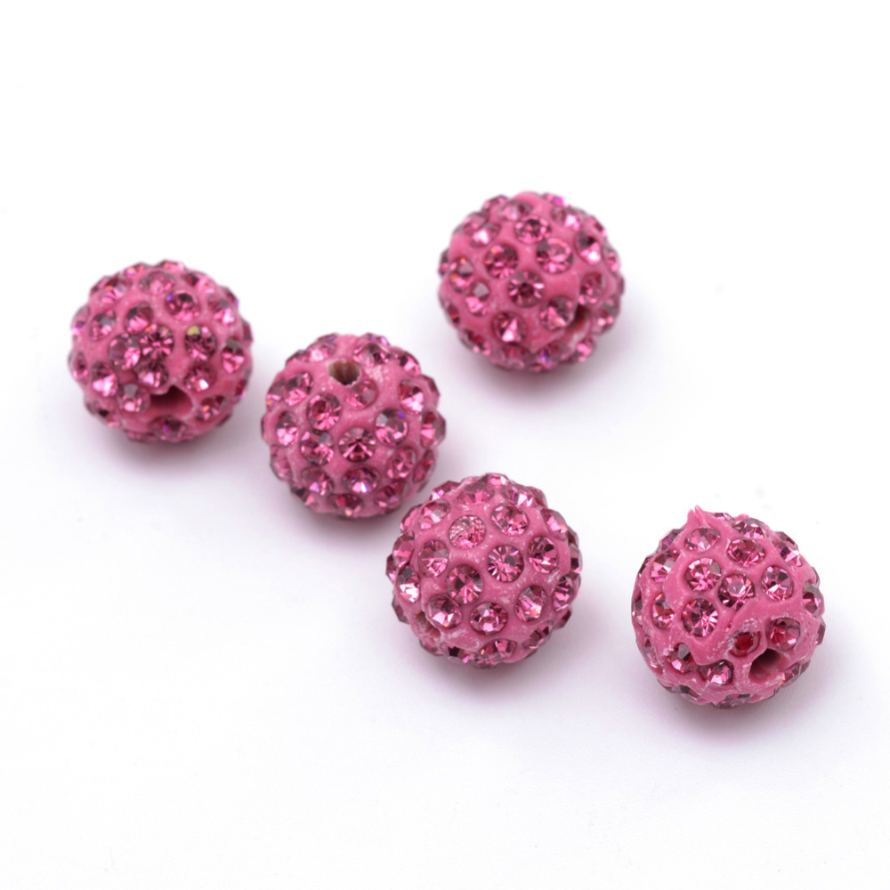 Polymer lera - Pärlor med rhinestones , Rosa