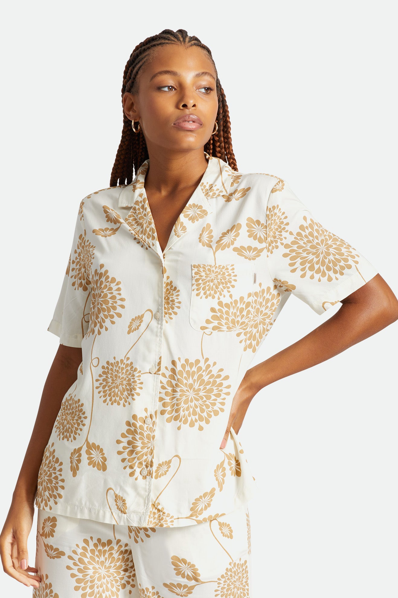 Brixton Women Bunker Garden Floral Shortsleeve Shirt Dove