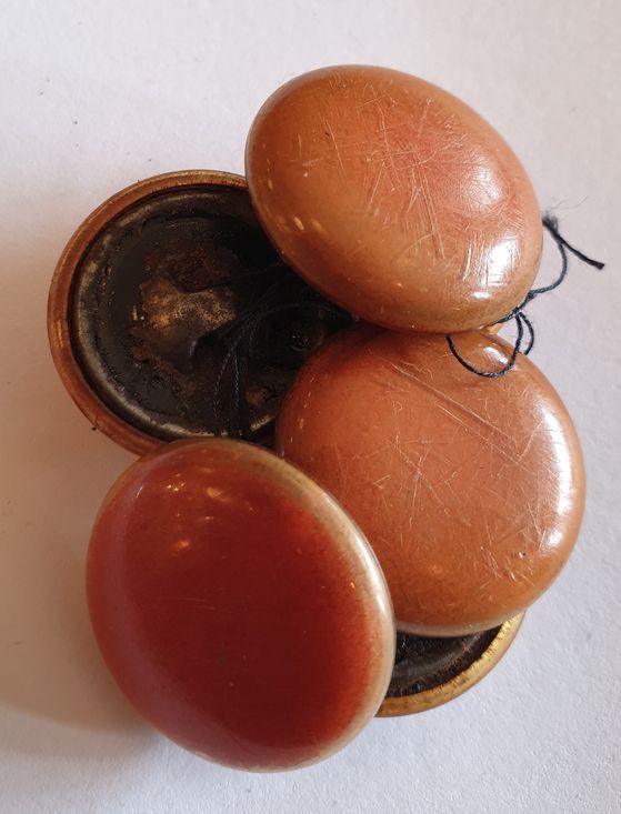 Buttons 1930s -1940s metal, cloth and celluloid, 6 pcs - 2