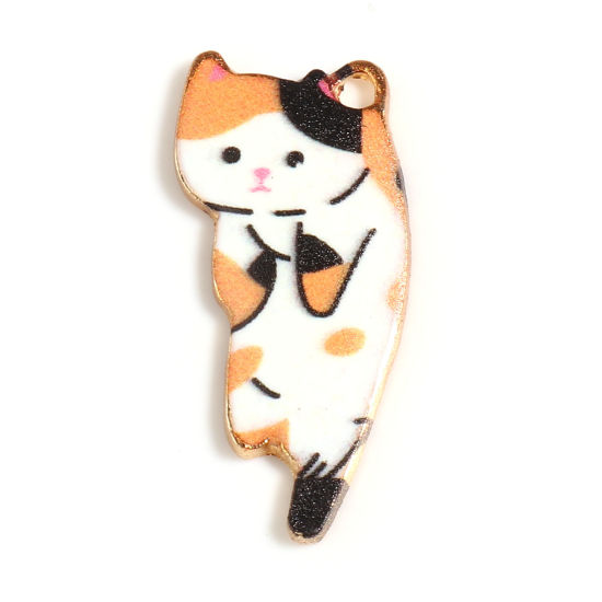 Charm Enameld   Cat , Brown white