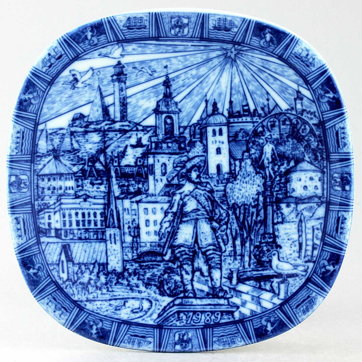 Gunnar Nylund (Christmas Plates) Annual Blue Wall Plate 1989 19,5 cm