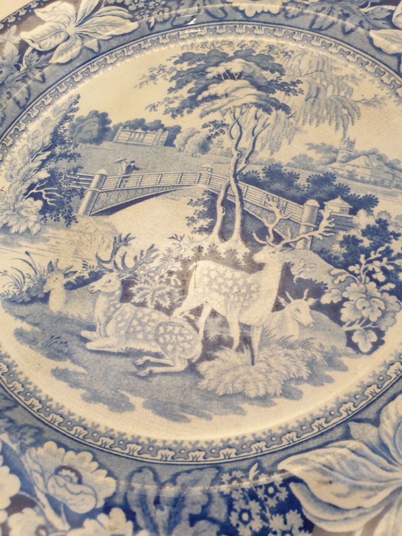 John Rogers & Son "Fallow Deer" tallrik 1820-tal - 2