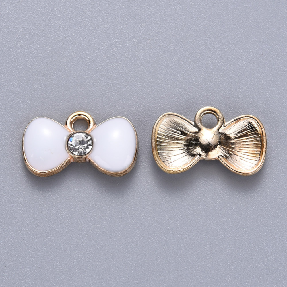 Charm  enameld  Bowknot White rhinestone