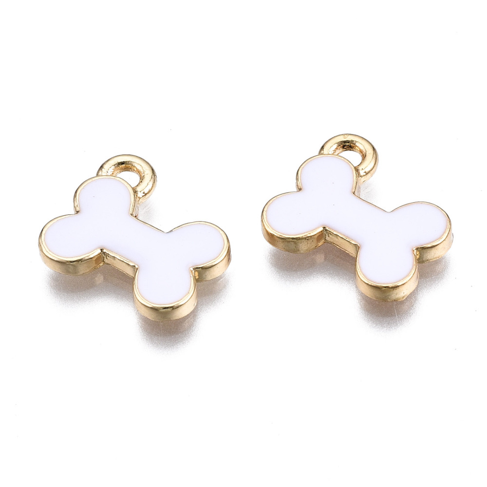 Charm  enameld  Dogbone, white