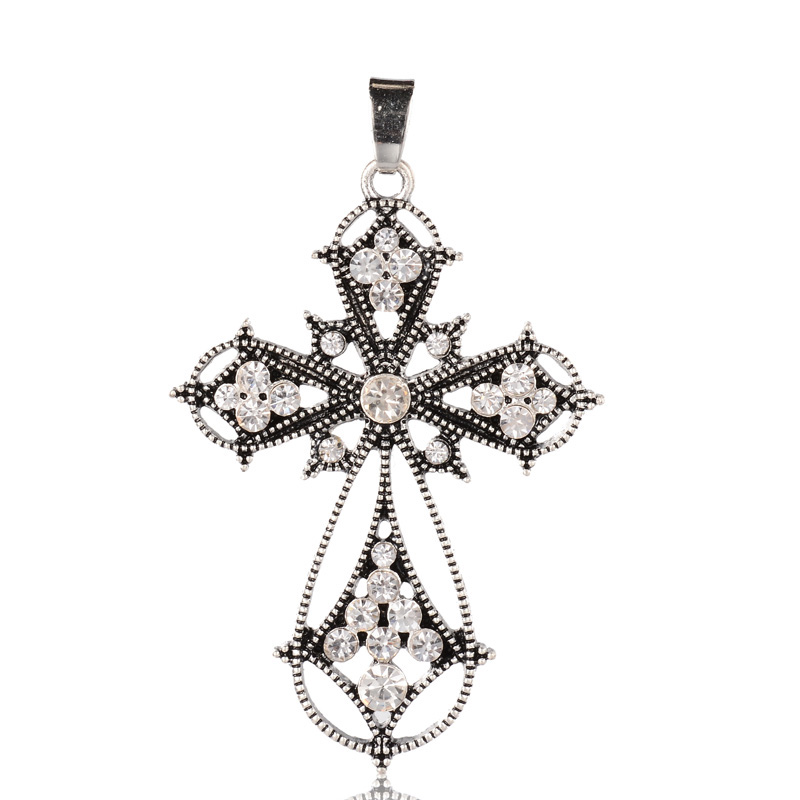 Berlock / Hänge, Kors med strass, Clear
