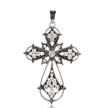 Charm   pendant, cross clear 