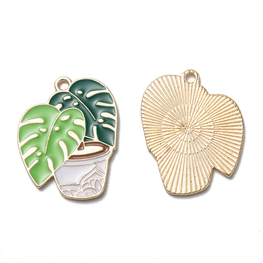 Berlock -  Emaljerad växt . Monstera i kruka - 2
