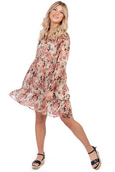 CARMA DRESS SAND/BLACK/ROSE