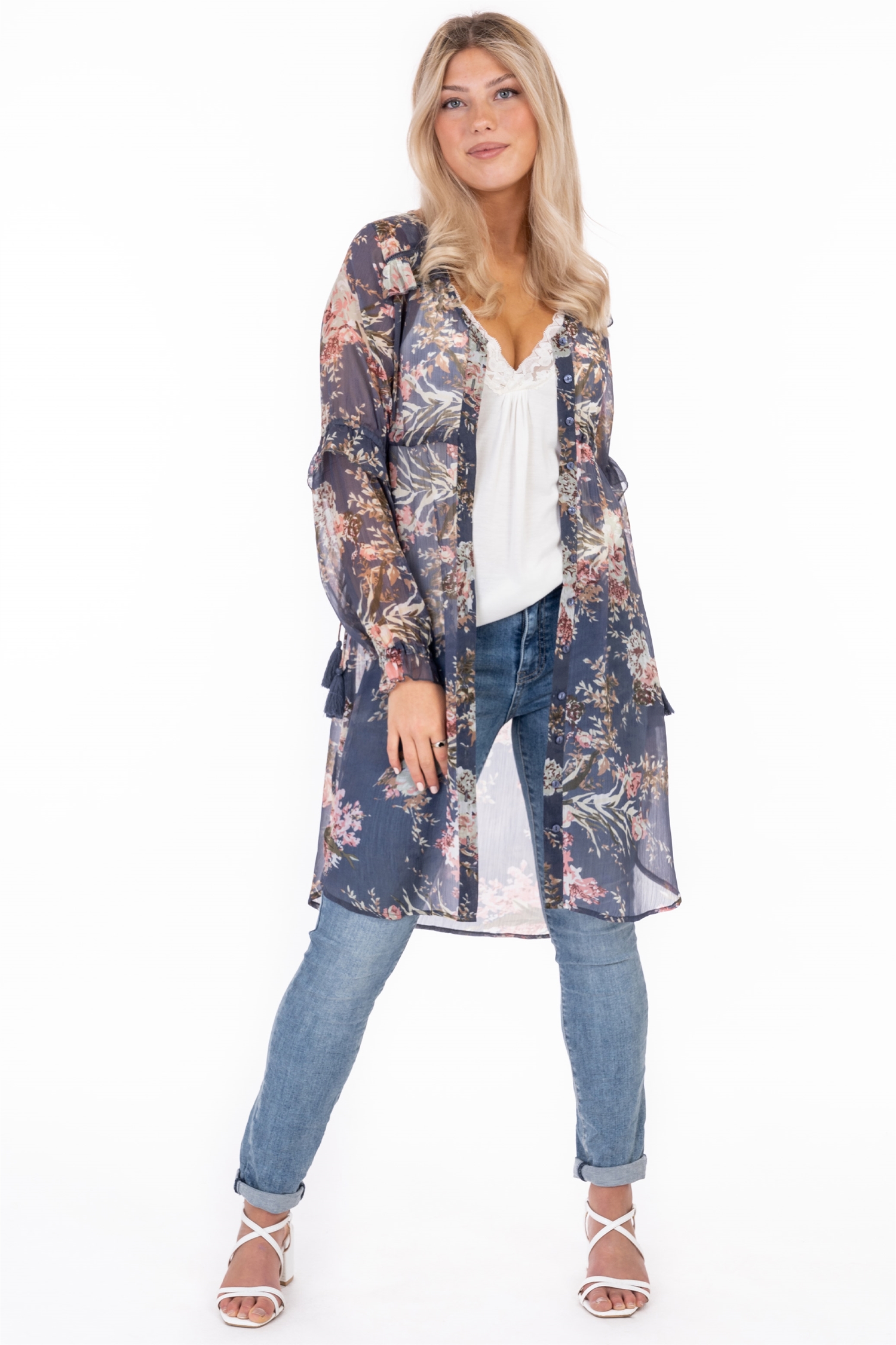 WILMA SHIRT DRESS - DOVE BLUE/ROSE/CREME