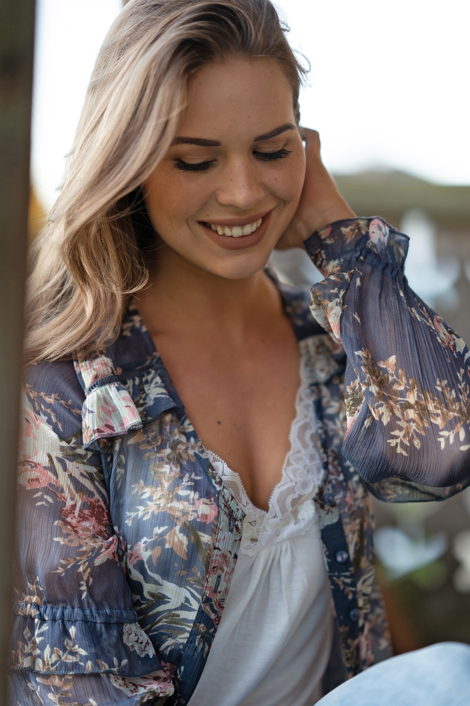 WILMA SHIRT DRESS - DOVE BLUE/ROSE/CREME - 3