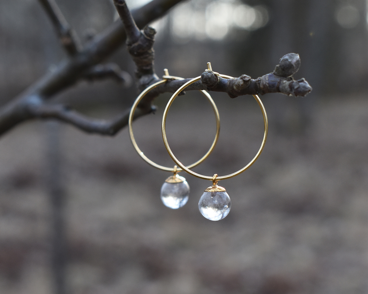 SVALÖ DROP - earrings in clear glass gold plated 25 mm - 2