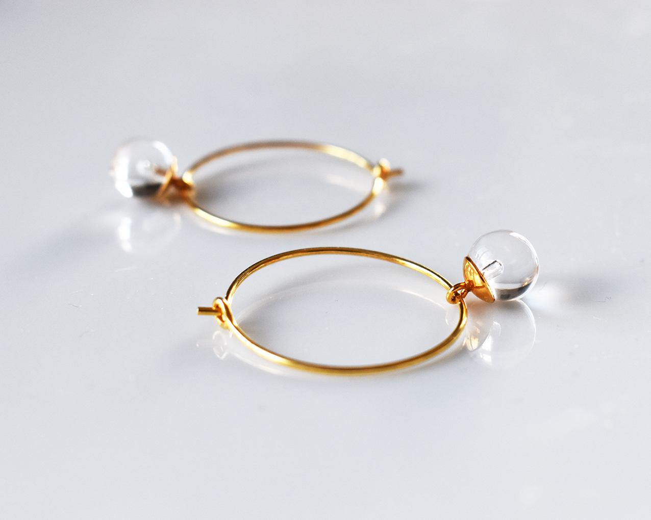 SVALÖ DROP - earrings in clear glass gold plated 25 mm - 3
