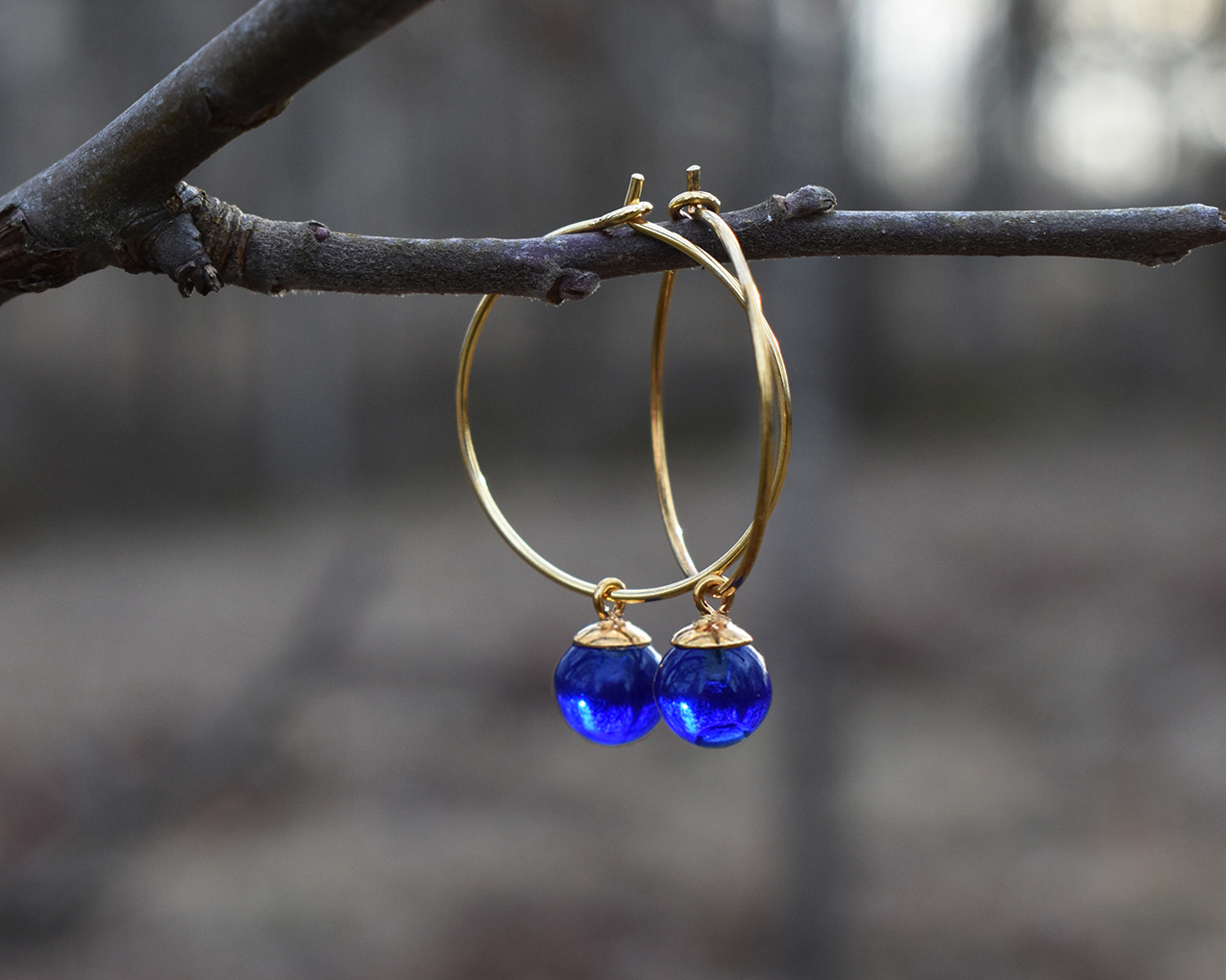 SVALÖ MIDNIGHT - blue earrings gold plated 25 mm - 2