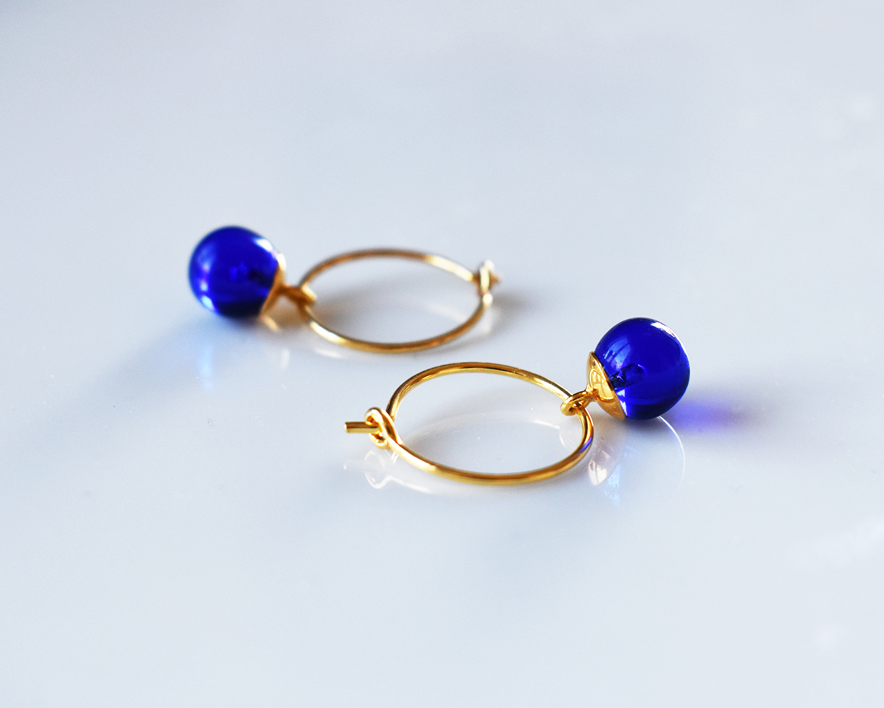 SVALÖ MIDNIGHT - blue earrings in gold plated silver 15 mm - 3