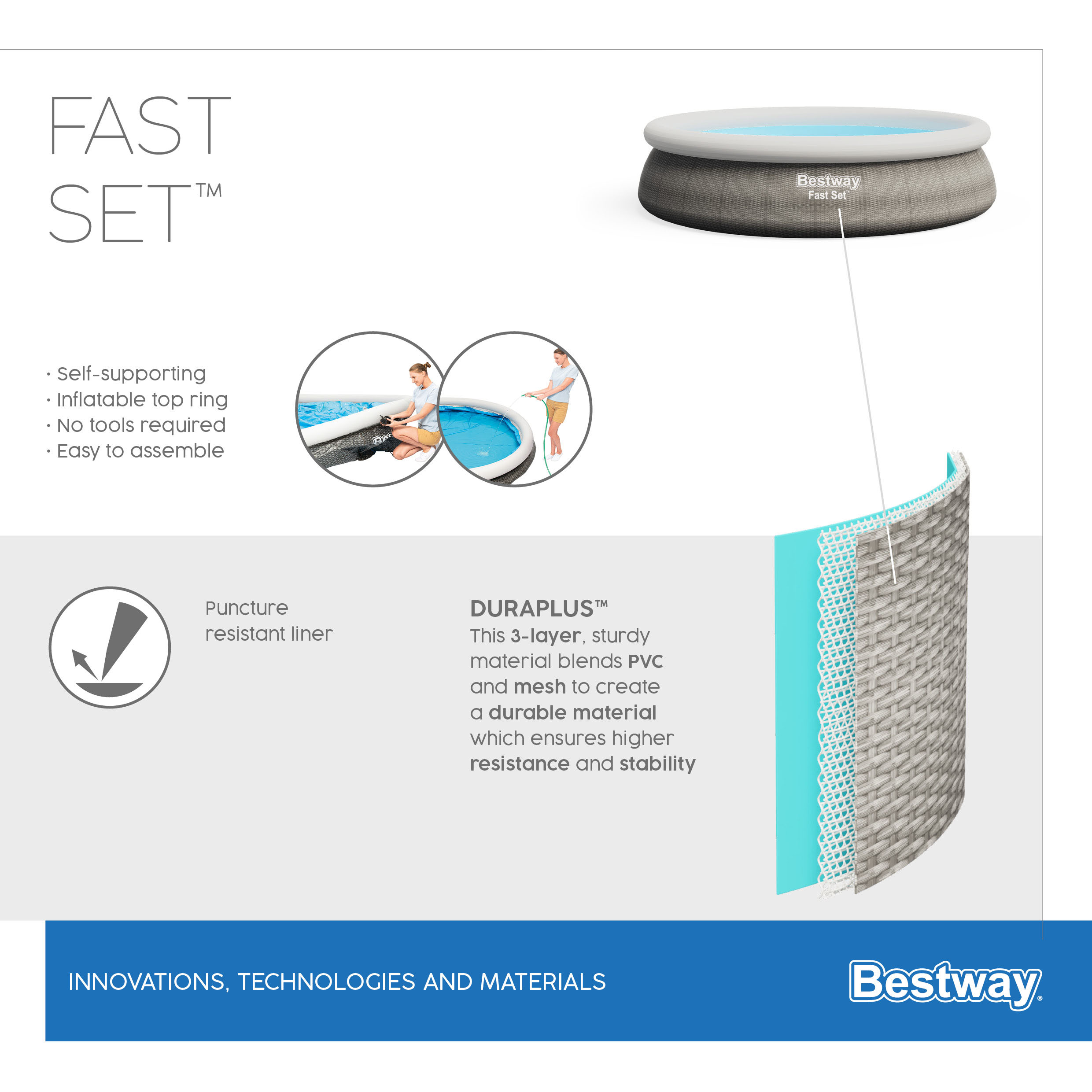 Bestway Fast set Pool grey pooluppsättning 366 x 76 cm - 4