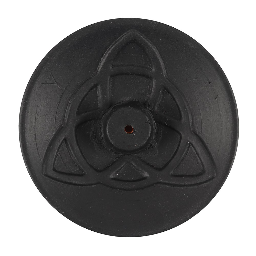 Svart  triquetra  rökelse platta 