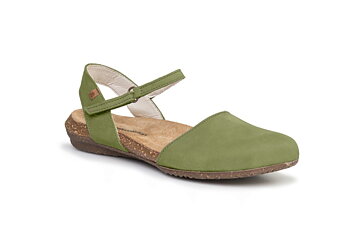 Sandaler med täckt tå från El Naturalista i den sköna lästen Wakataua, grön