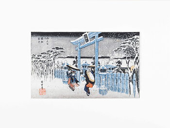 Snölandskap, japanskt träsnitt