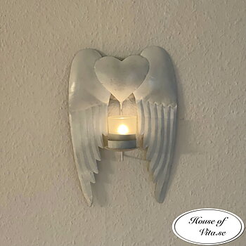 Wall light lantern Wings, white about 32 cm