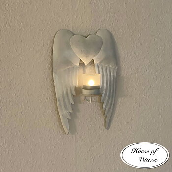 Wall light lantern Wings, white about 32 cm