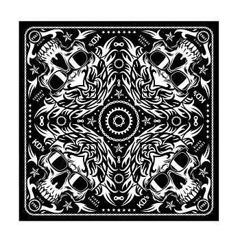 Snus lommetørkle! Original KD SKULL BANDANA BLACK W/WHITE (53x53 cm)