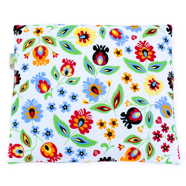 Pude med navn og blomster