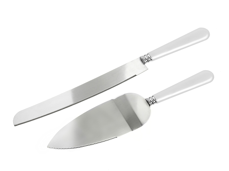 Tårtknivar | 2-pack | Silver med vitt skaft