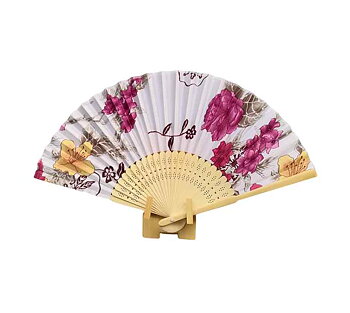 Fan with pattern in red flower