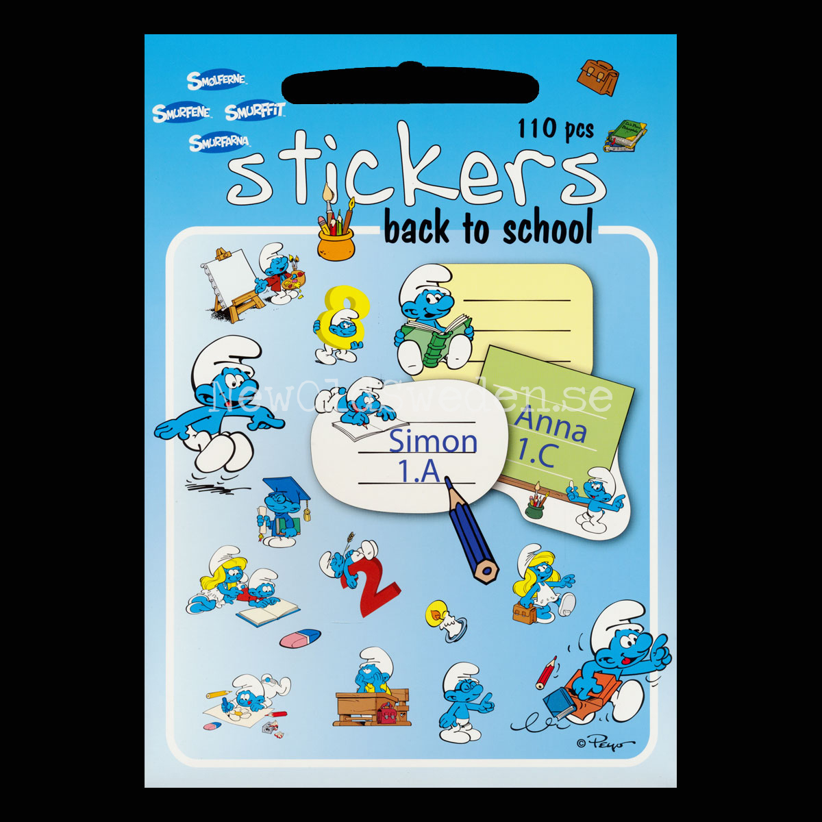 Stickers Back to school 110 stycken Smurfarna