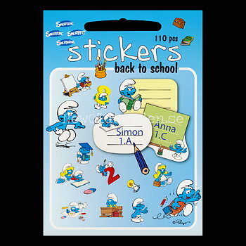 Stickers Back to school 110 stycken Smurfarna