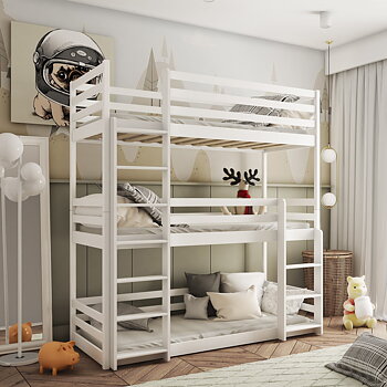TED set, triple bunk bed with mattresses