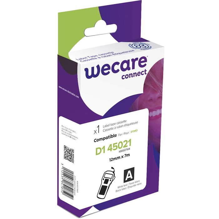 Märkband Wecare D1 12mm vit/sv - 2