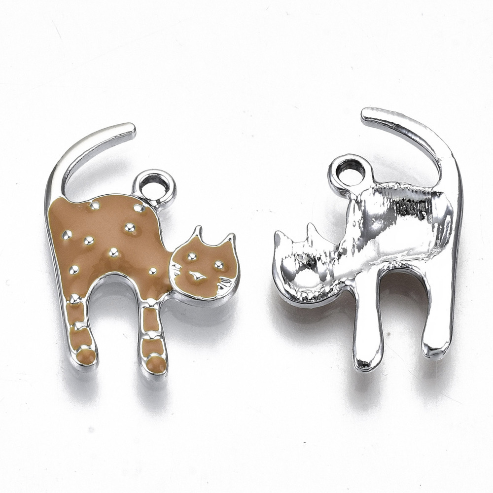 Charm horse  , enameld Cat, Brown silver dots - 2