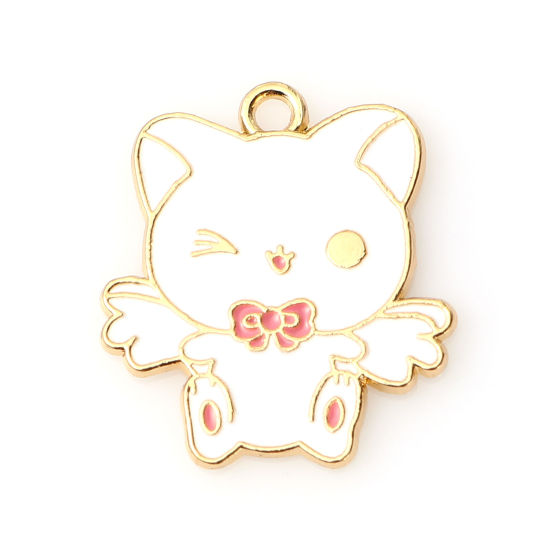 Charm horse  , enameld Cat, White wings