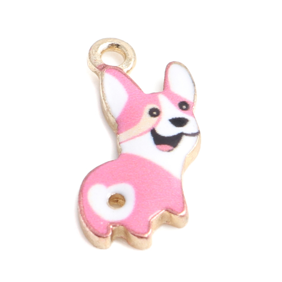 Berlock -  Emaljerad Hund, Corgi Rosa