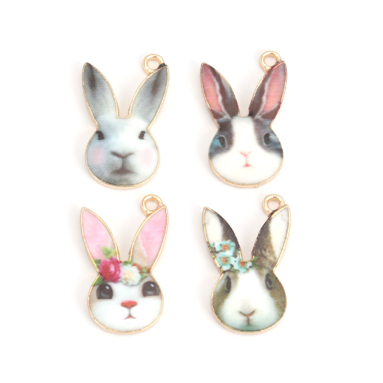 Charm Enameld rabbit, flowers - 2