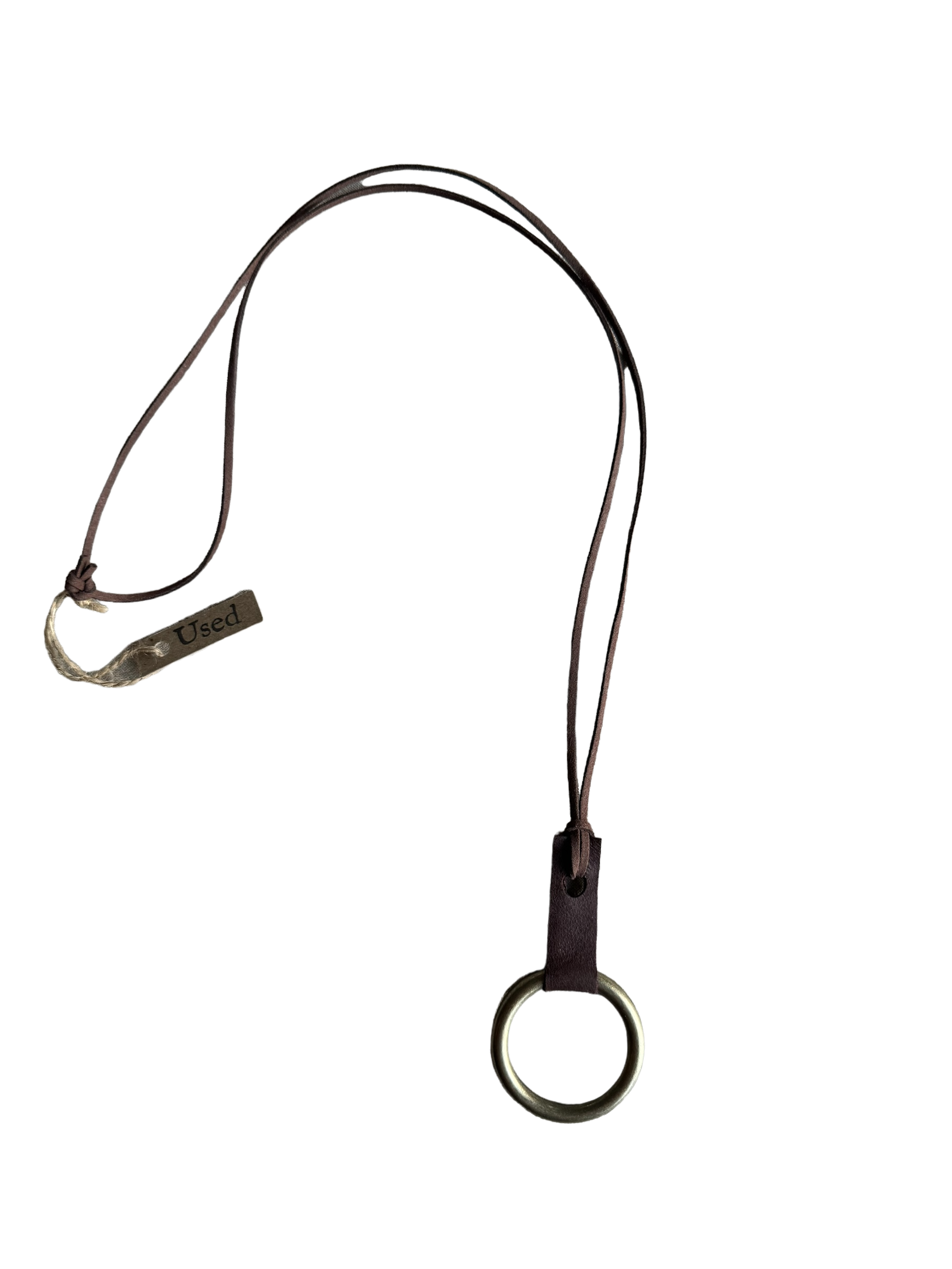 LÅNGT HALSBAND - BRUNT - METALLRING - 2
