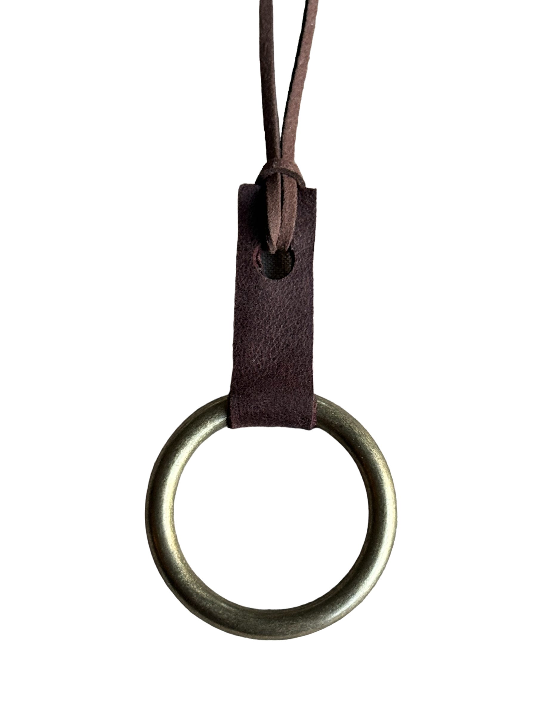 LÅNGT HALSBAND - BRUNT - METALLRING - 3