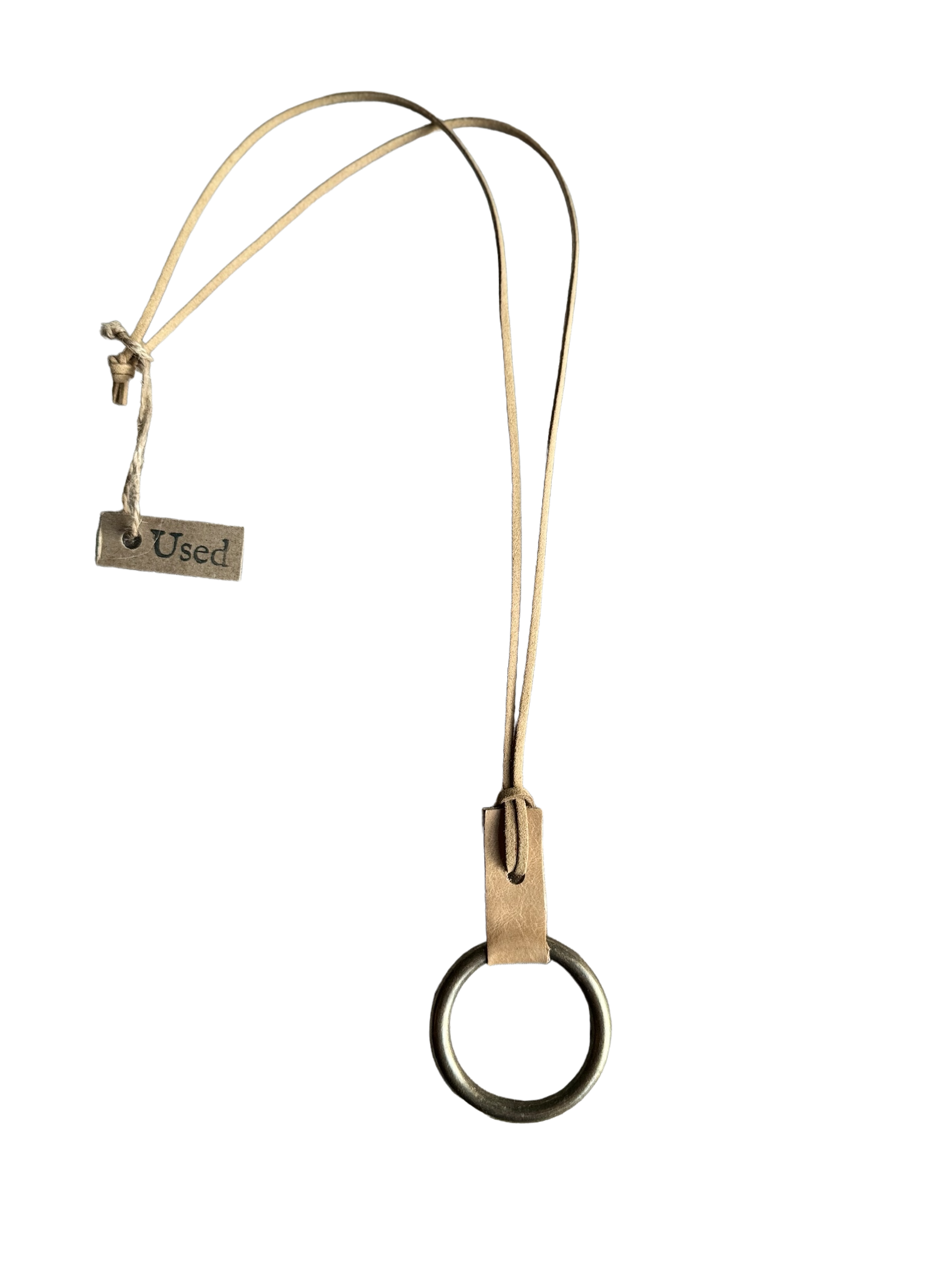 LÅNGT HALSBAND - NATUR - METALLRING - USED - 2