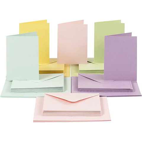 Storpack Kort och Kuvert A6 50 set pastel