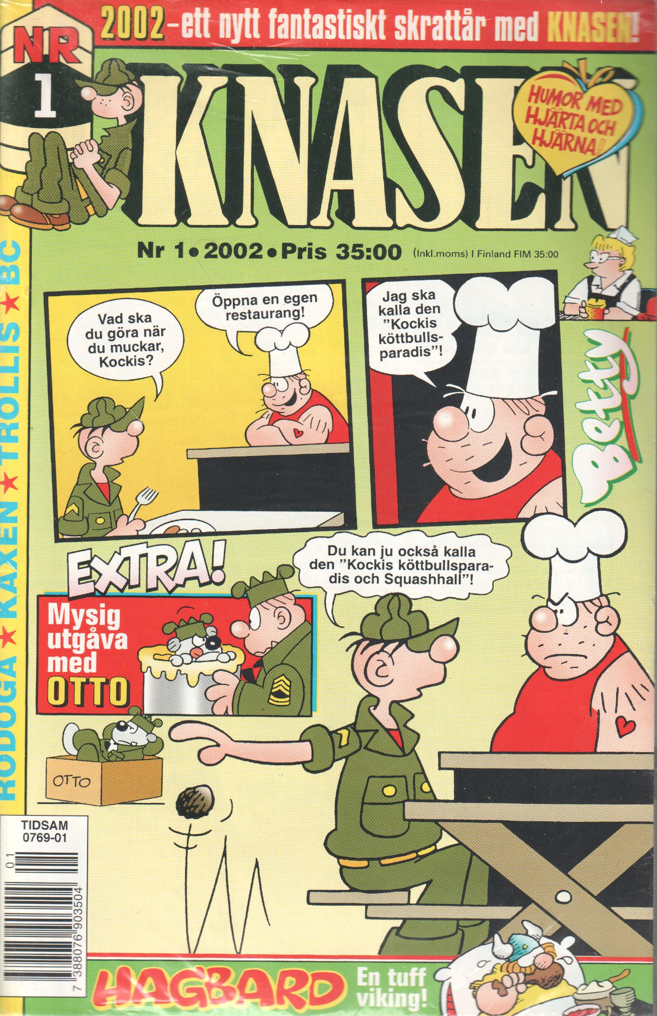 Knasen nr 1 2002, 2002-ett nytt fantastiskt skrattår med Knasen! Extra Bilaga med Otto