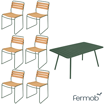 Surprising stol 6st + Luxembourg bord (cedar green) - Designfynd/Skyltex* - Fermob