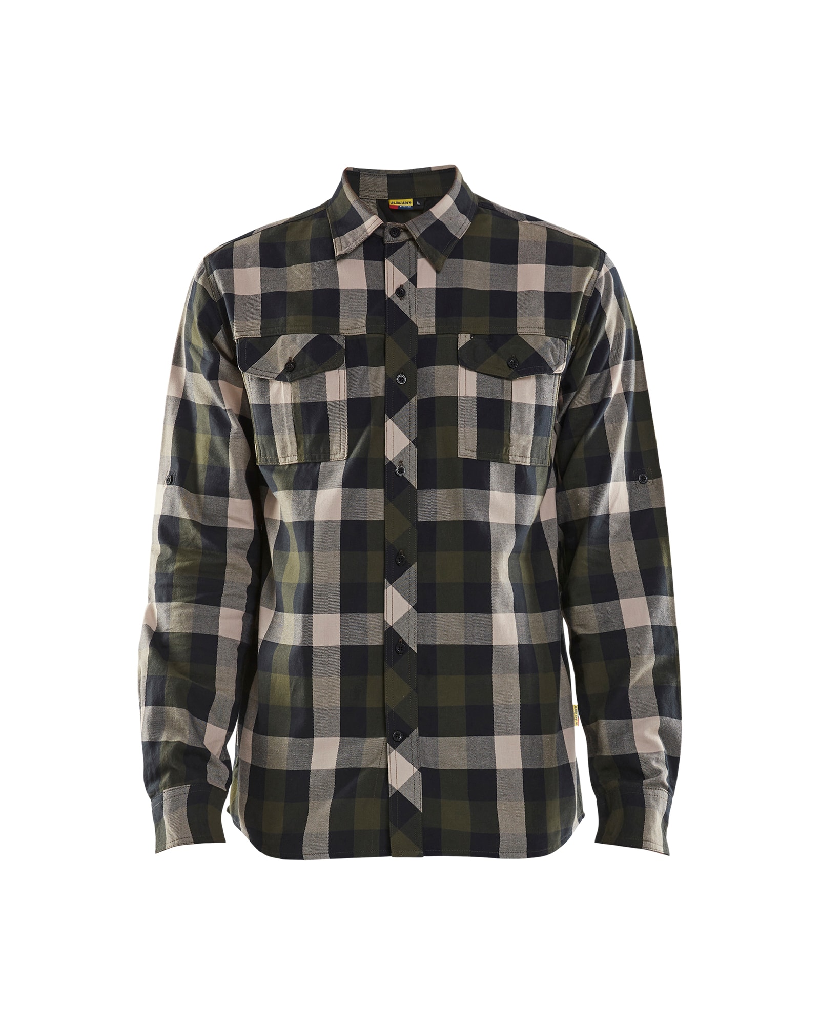 Flanellskjorta 3299 Mörk olivgrön/Svart