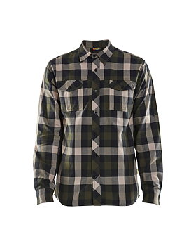 Flanellskjorta 3299 Mörk olivgrön/Svart