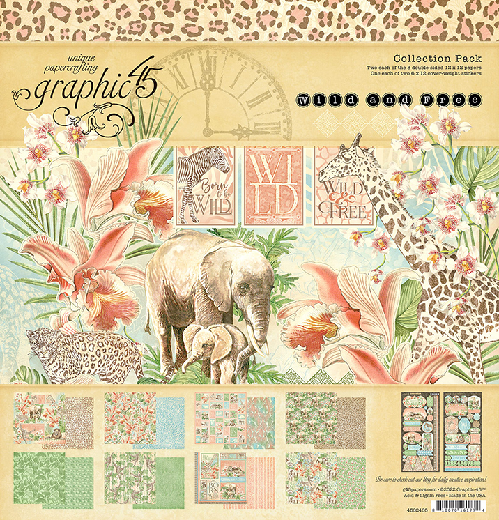 Graphic45 - Wild & Free - Collection pack 12x12" inkl stickersark