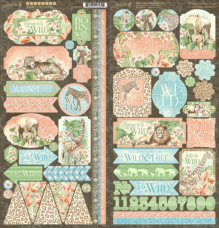 Graphic45 - Wild & Free - Collection pack 12x12" inkl stickersark - 10