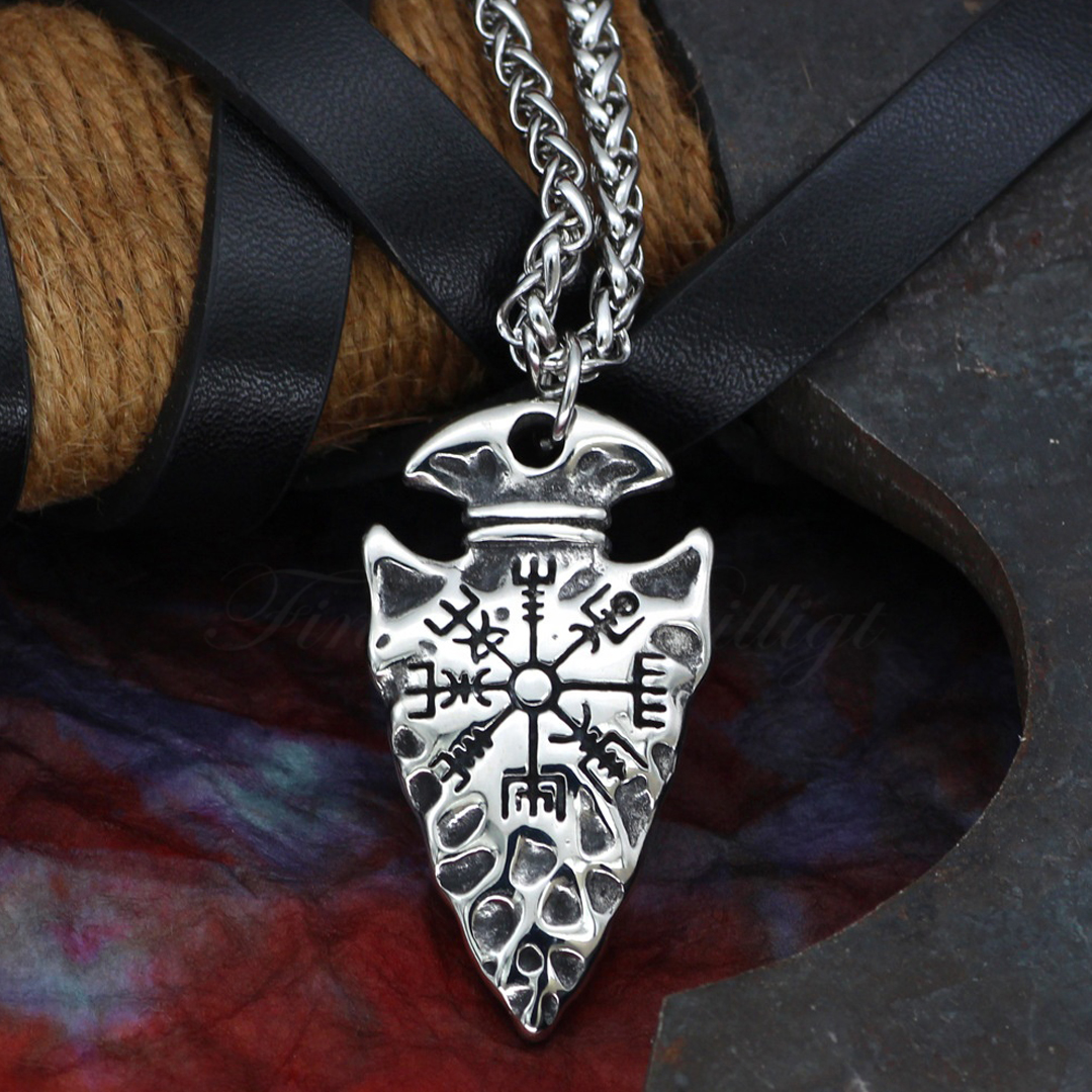 Necklace Gungner Vegvisir Arrow - Viking necklace Odens Spear - 3